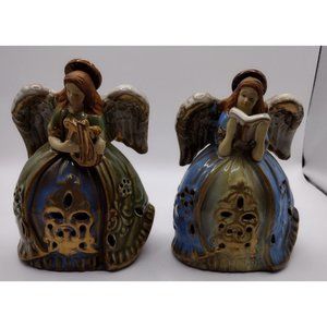 Pair of Ceramic Angels - With Harp and Book‎